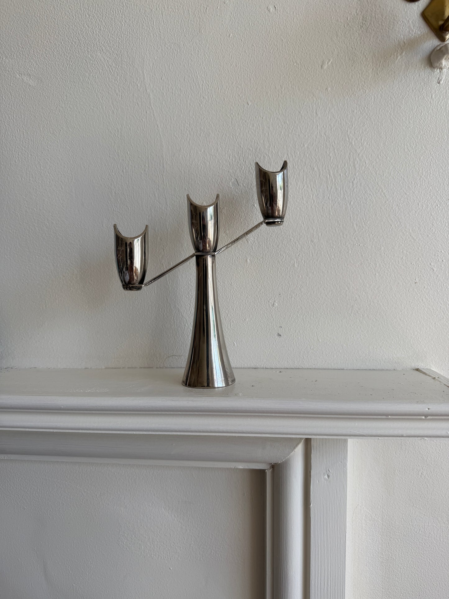 Mid-century modern silver candelabra