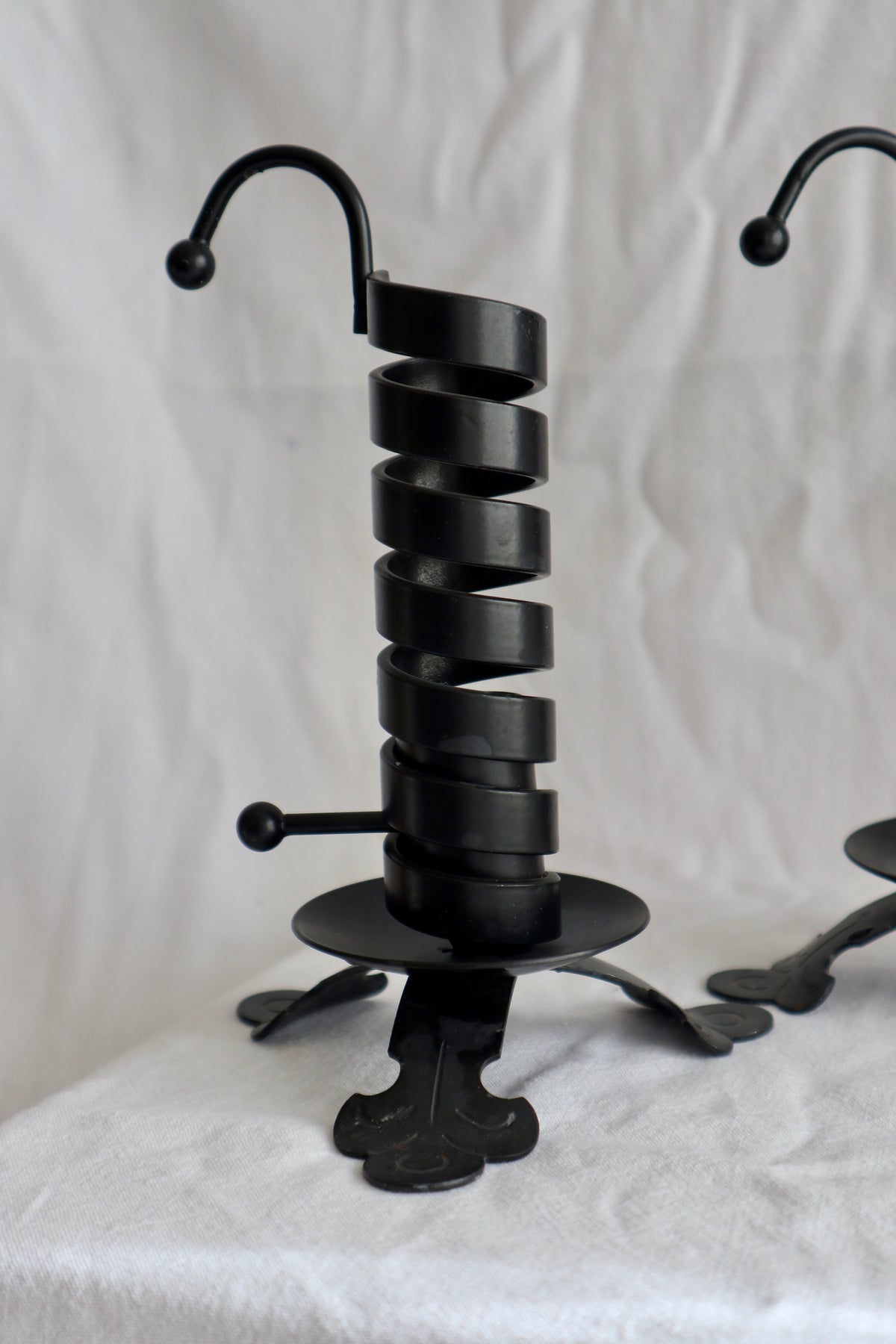 Pair of wrought iron courting candles