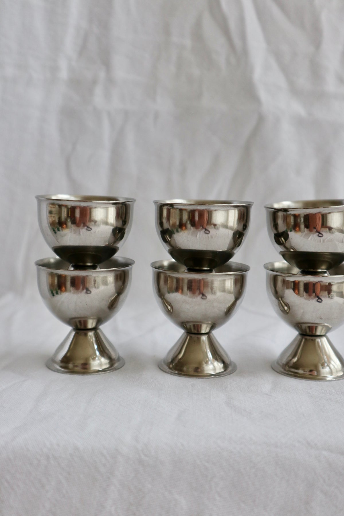 Set of 6 stainless steel eggcups