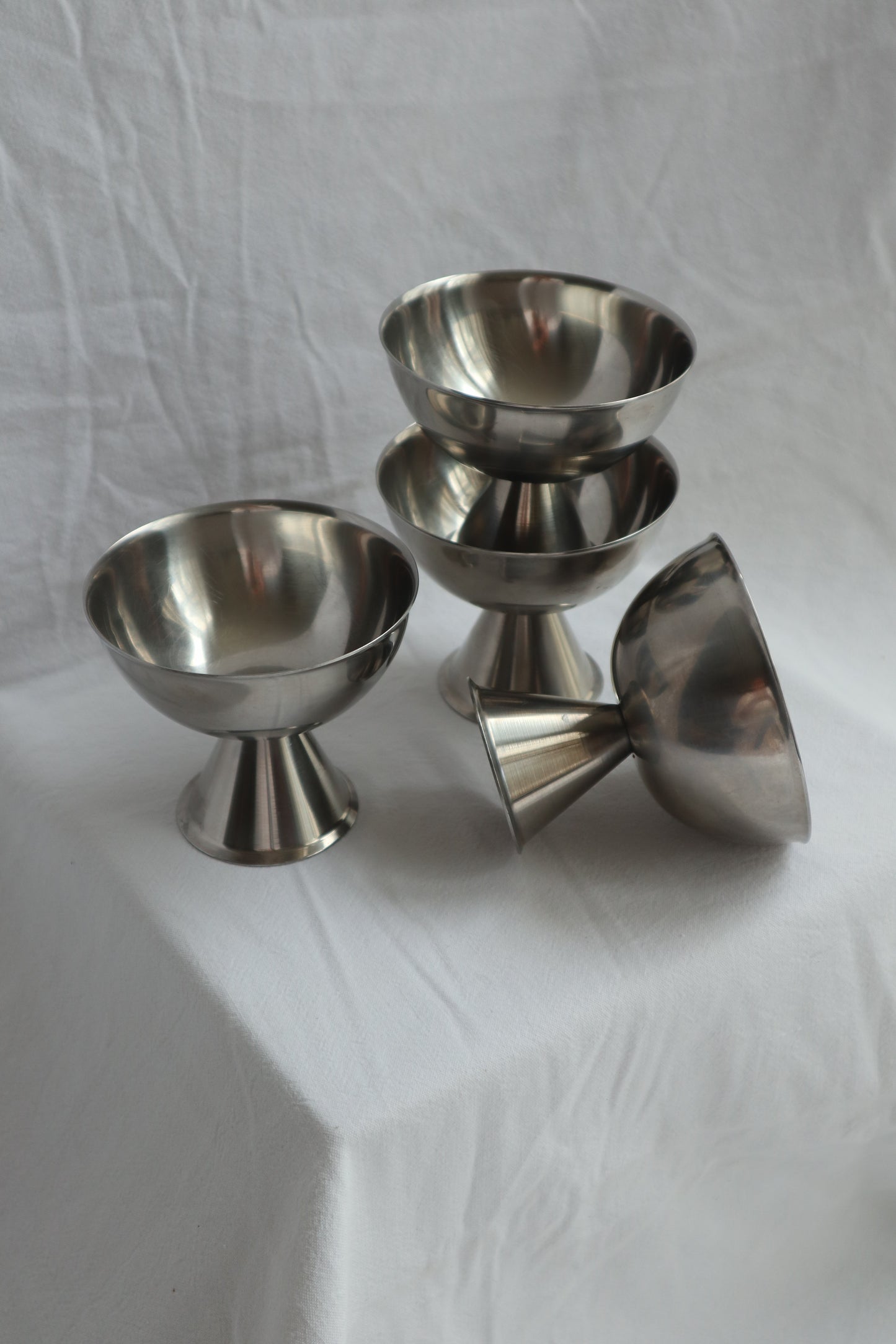 Set of 4 vintage inox mid-century coupes
