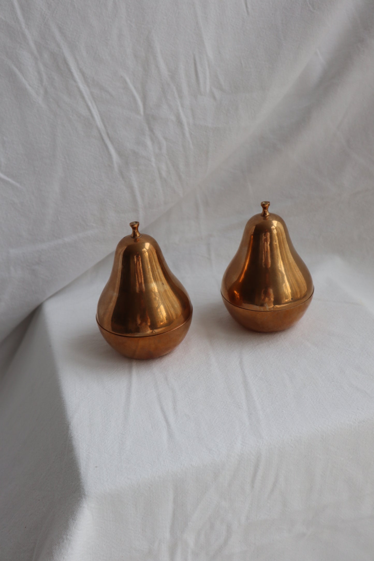 Solid brass pear-shaped trinket pot