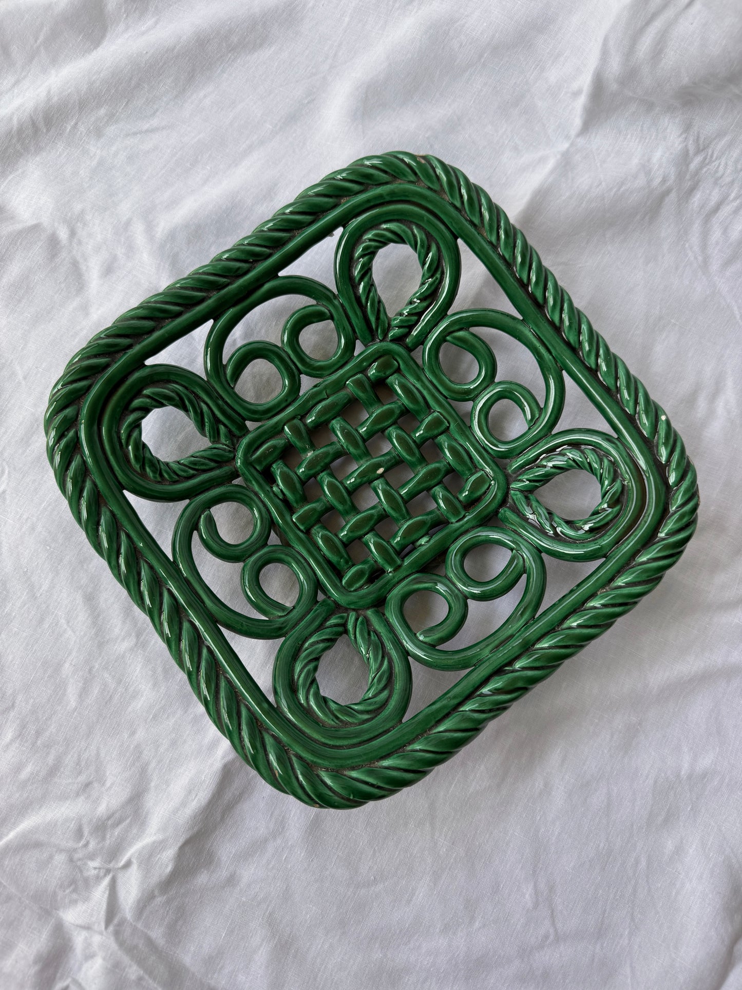 Valauris French ceramic woven fruit bowl