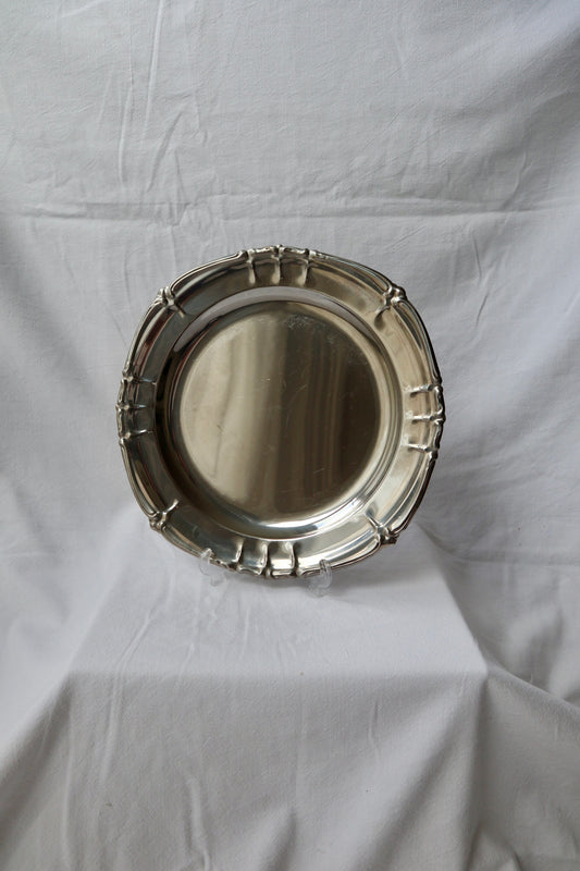 Round mid-century decorative inox dish