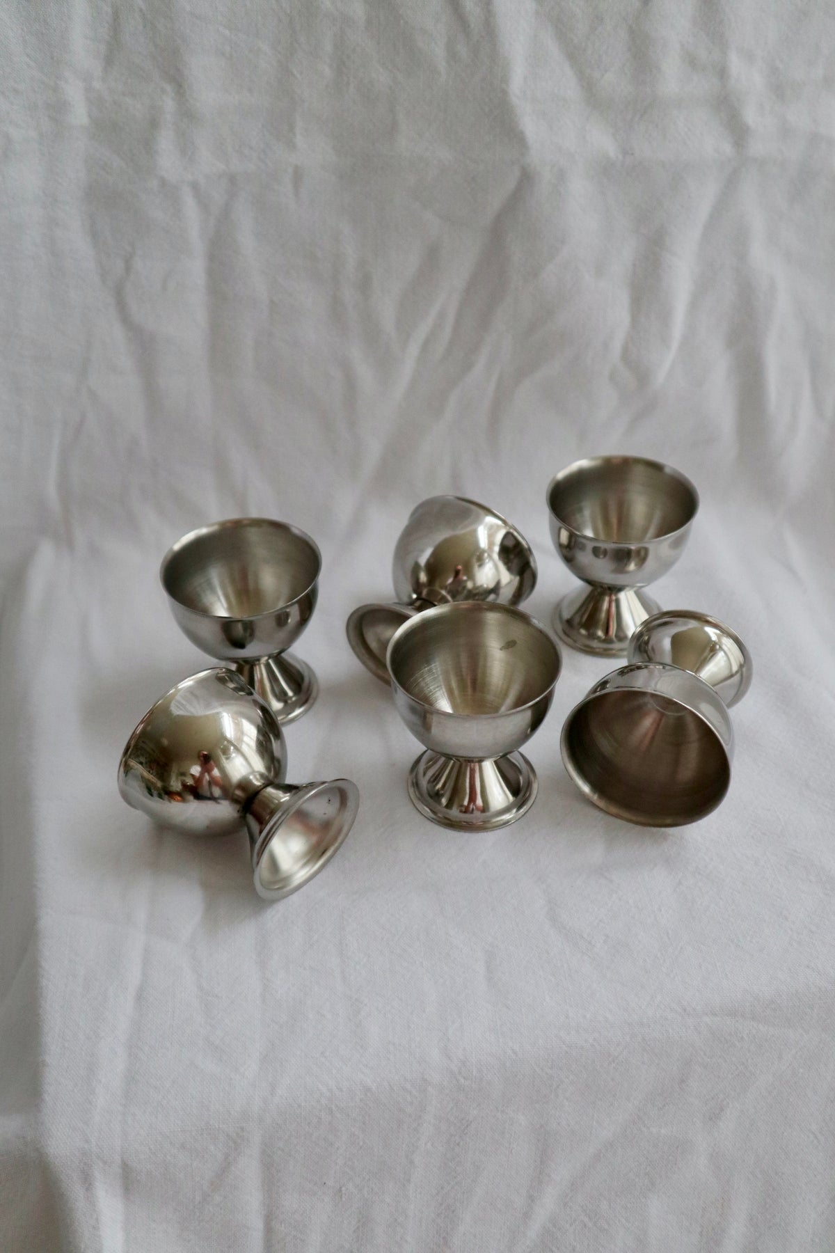 Set of 6 stainless steel eggcups