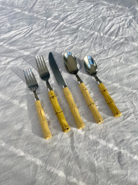 Bamboo effect cutlery