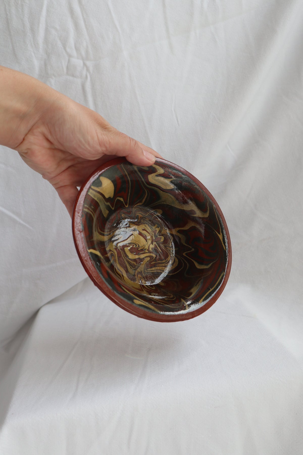 Slipware ceramic mid-century bowl