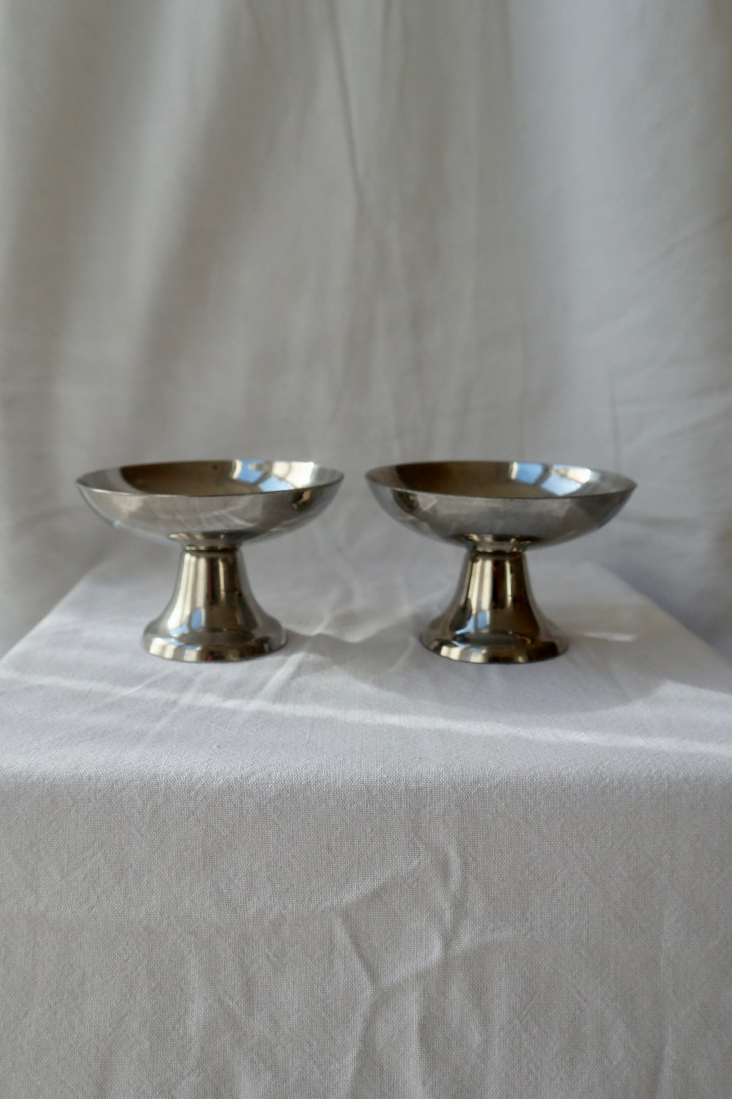 Pair of French vintage inox coupes