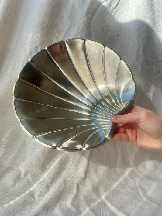 Silver plated shell fruit bowl