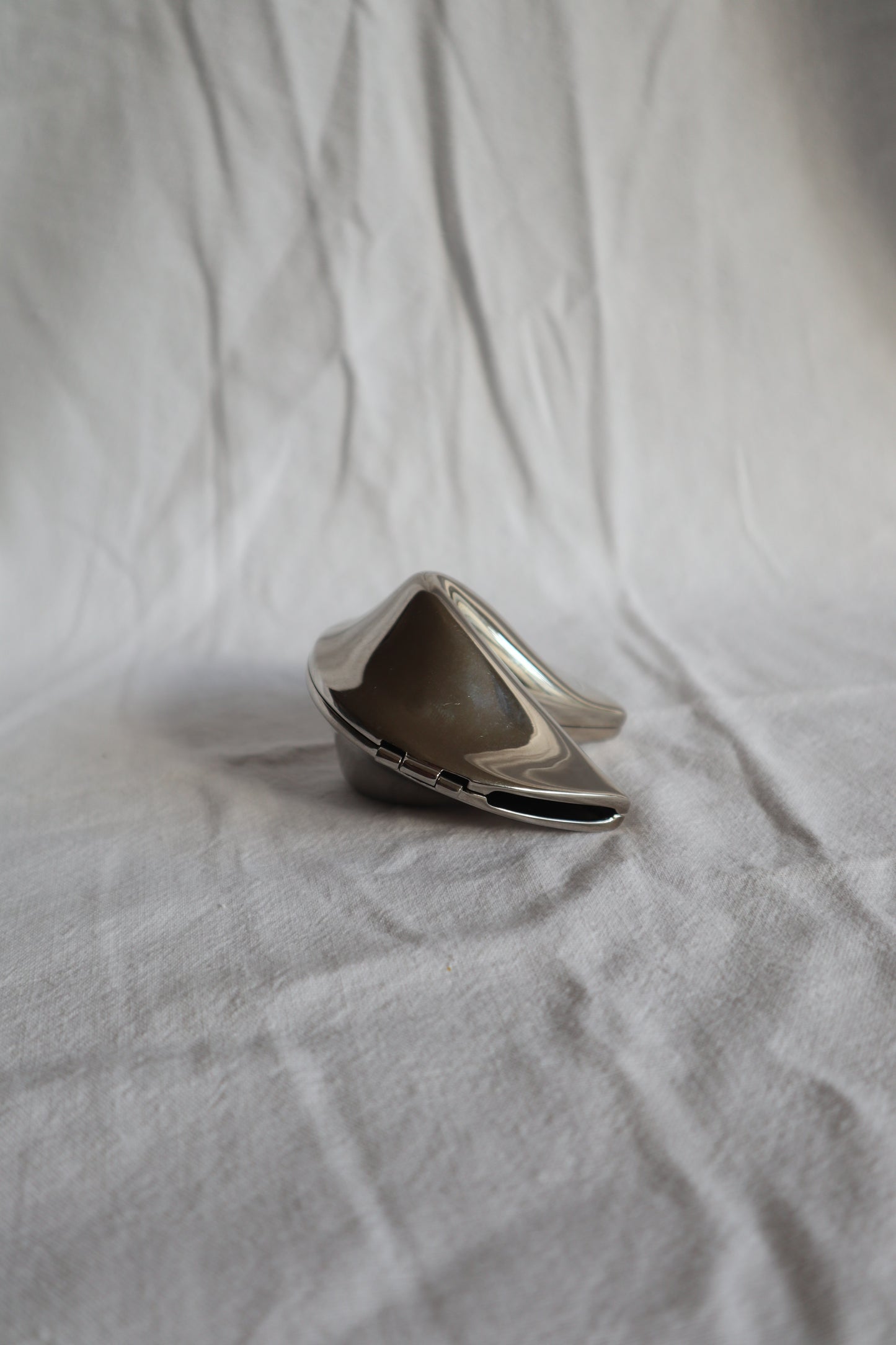 Silver plated vintage fortune cookie jewellery or pillbox