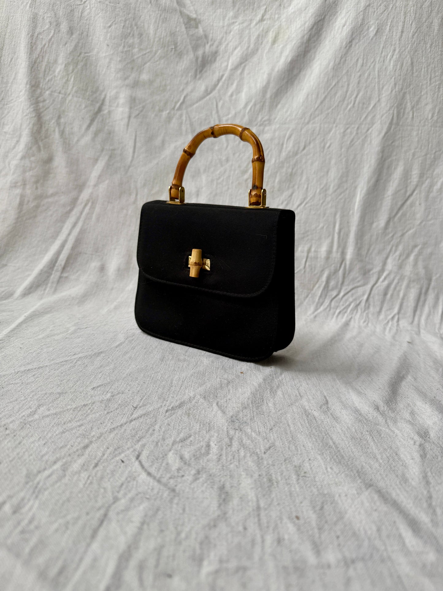 Bamboo handled structured handbag