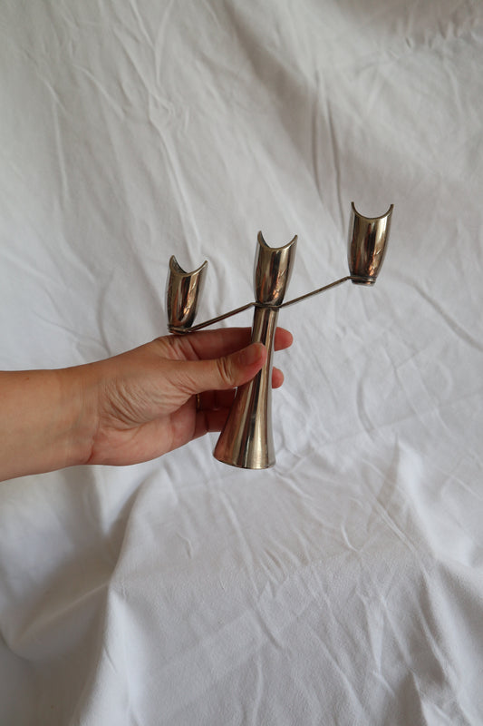 Mid-century modern silver candelabra
