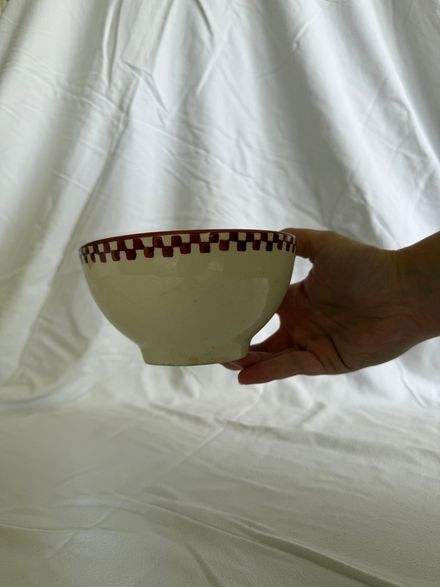 Handpainted gingham rim bowl