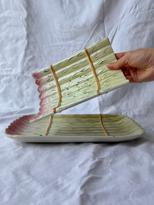 French Majolica Ceramic Asparagus Set