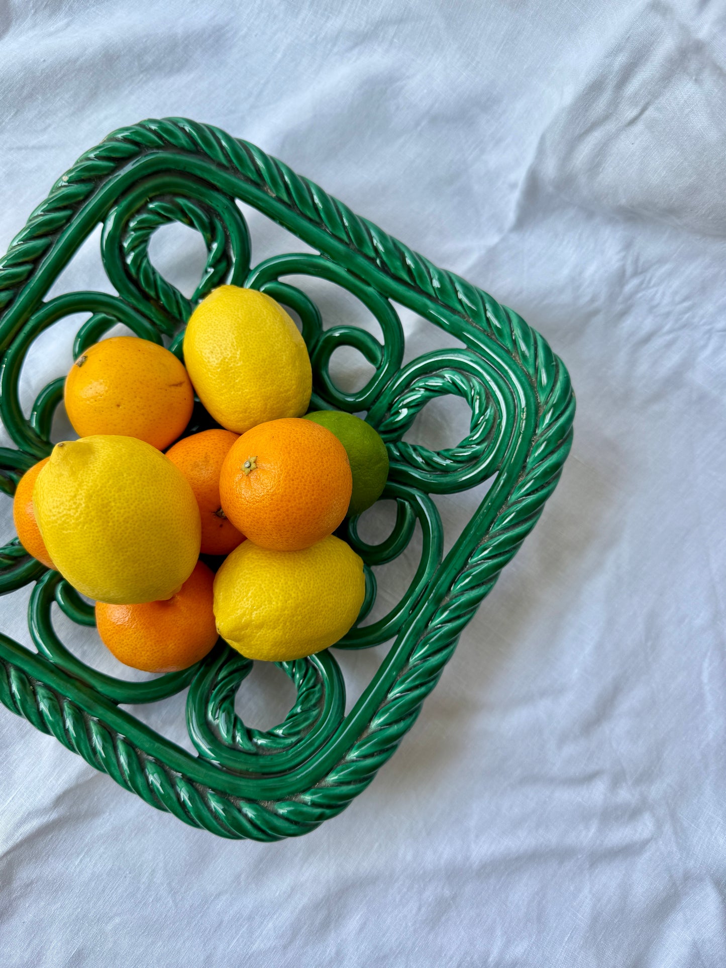 Valauris French ceramic woven fruit bowl