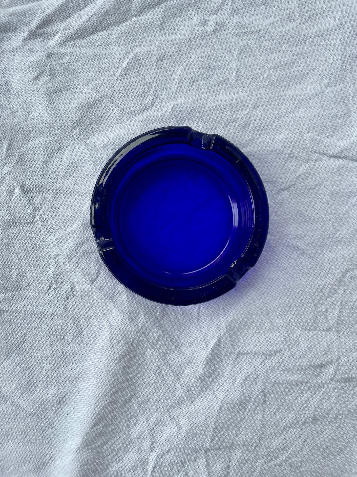 Cobalt Blue Glass Cinzano Vintage French Ashtray