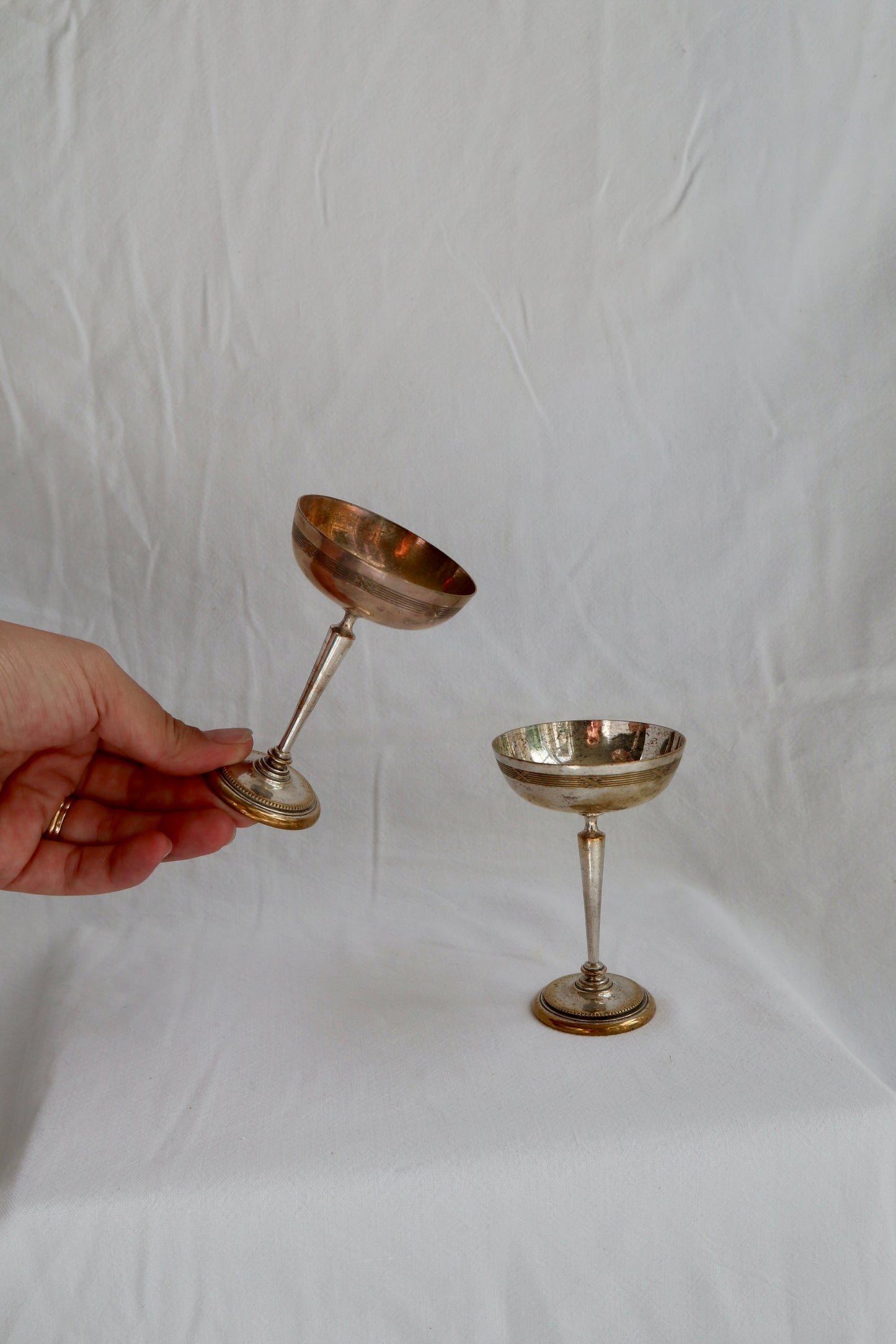 Art deco silver plated coupes