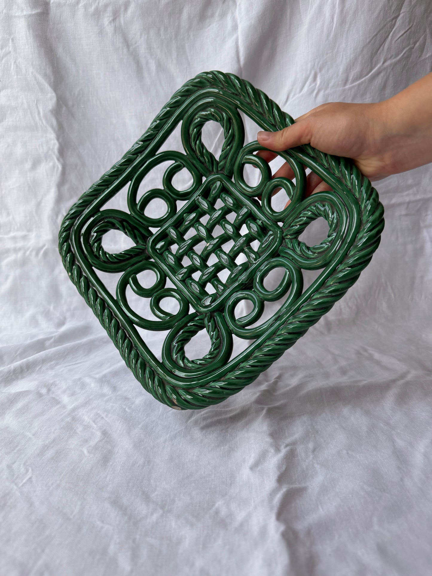 Valauris French ceramic woven fruit bowl