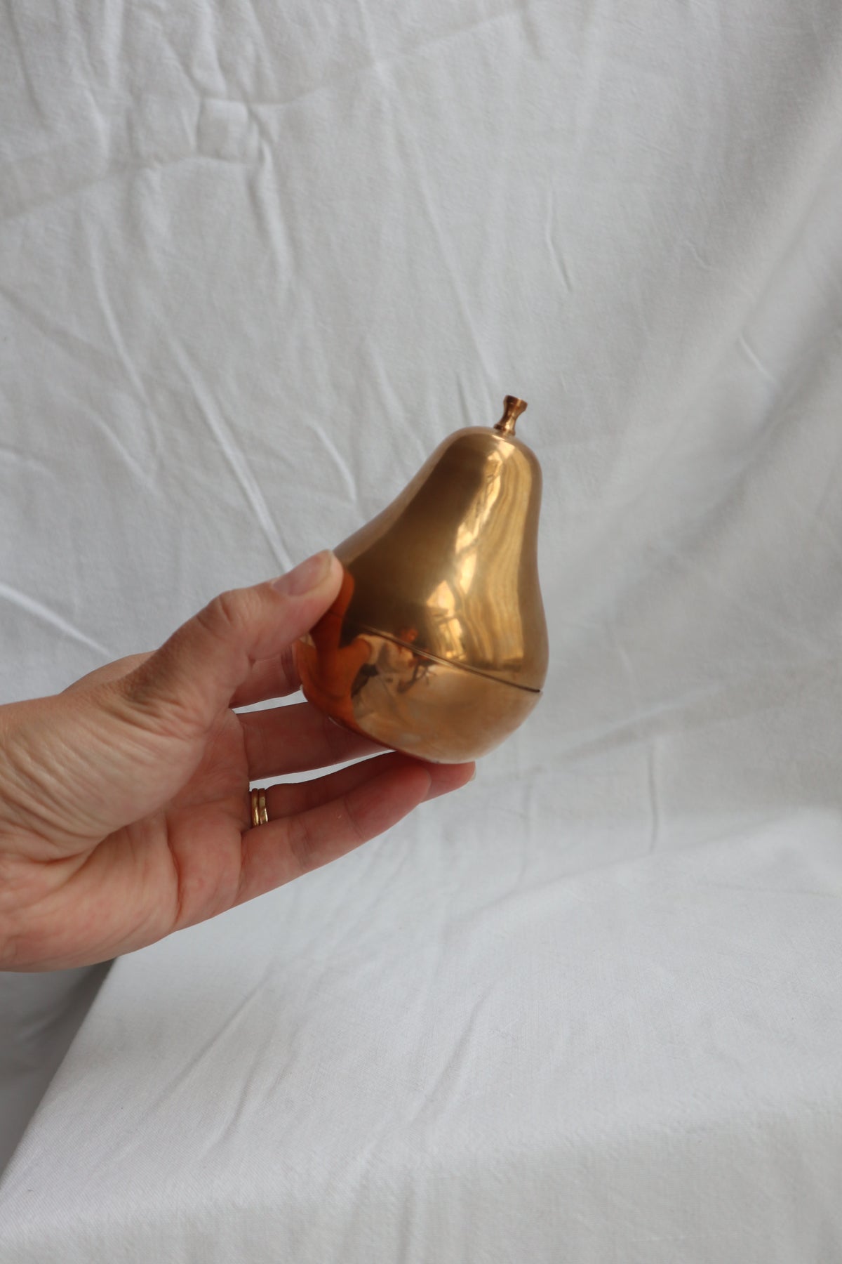 Solid brass pear-shaped trinket pot
