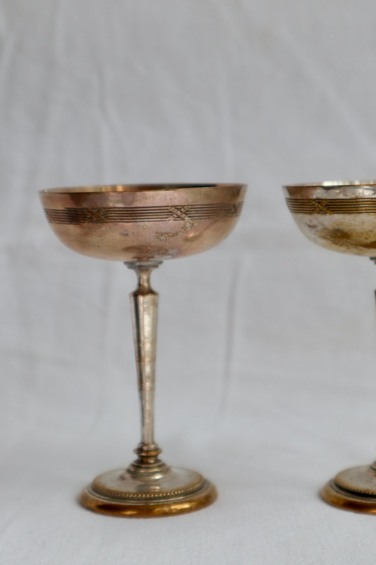 Art deco silver plated coupes