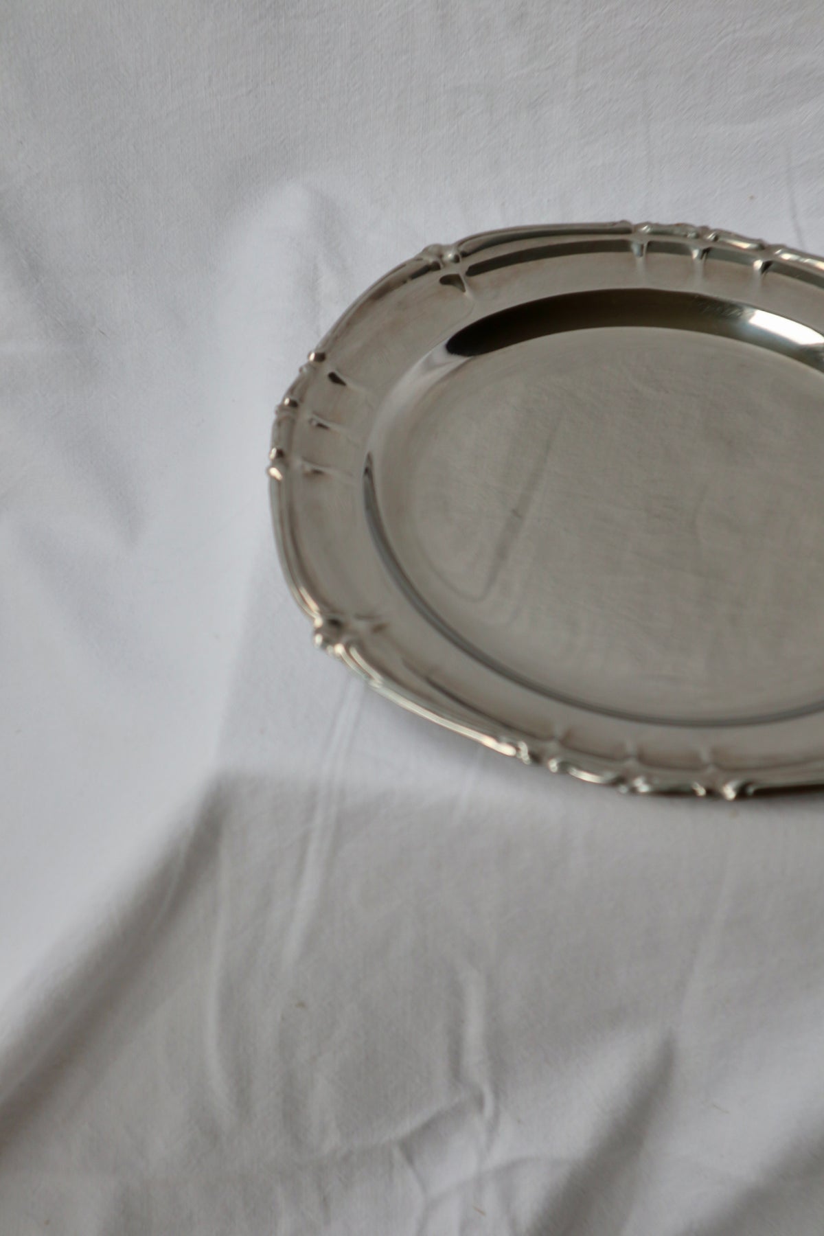 Round mid-century decorative inox dish