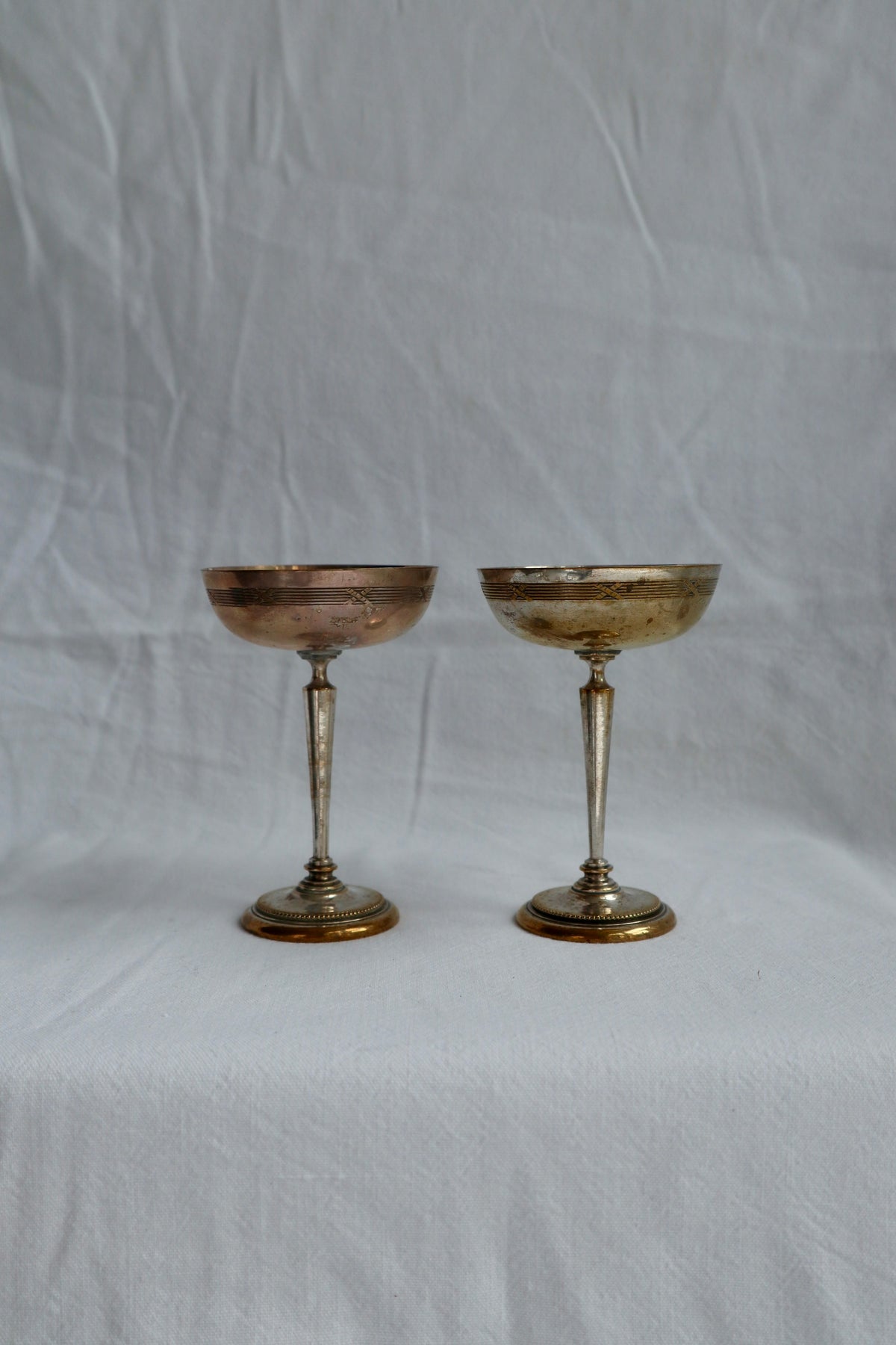 Art deco silver plated coupes