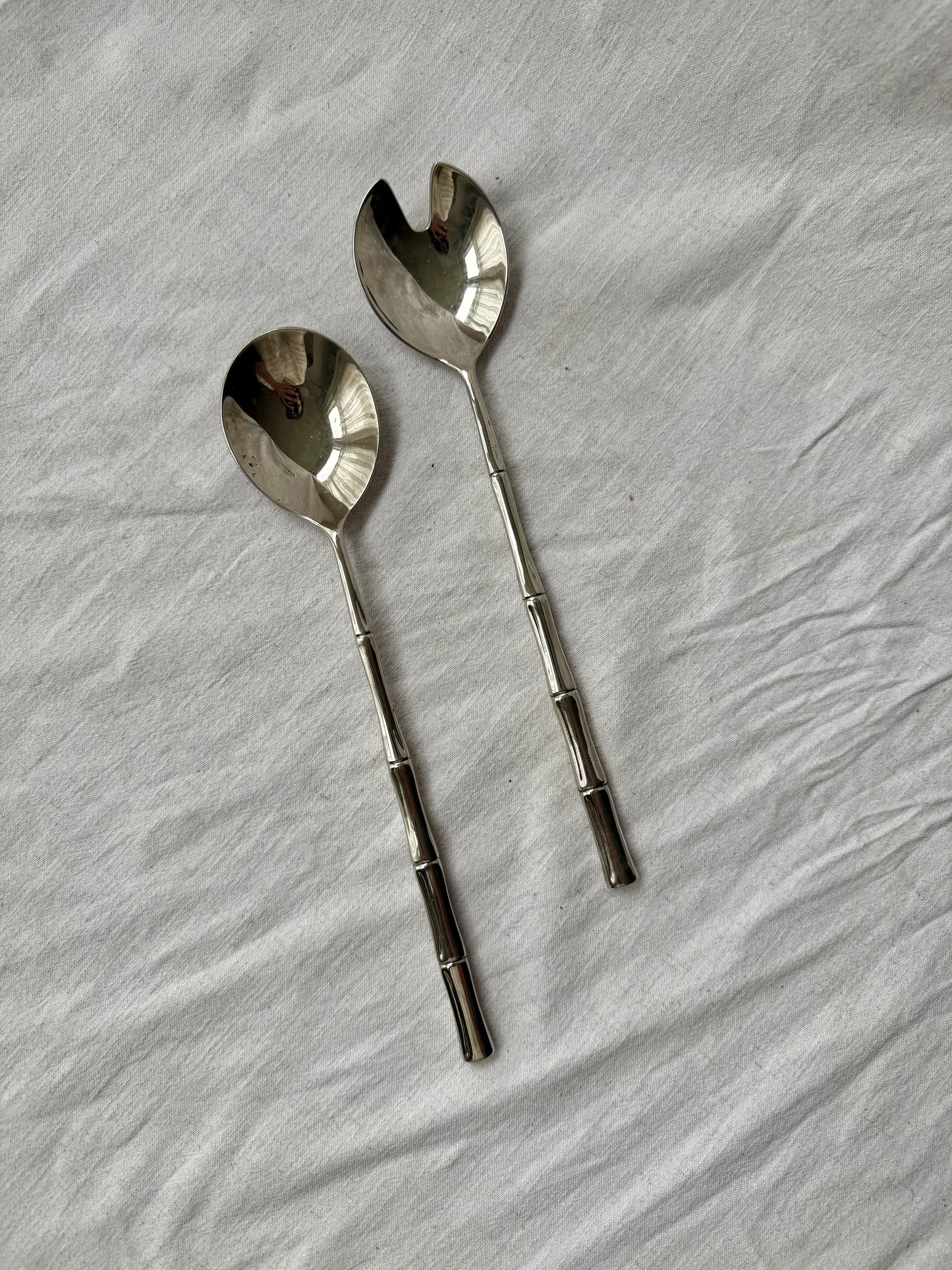 Bamboo effect salad servers