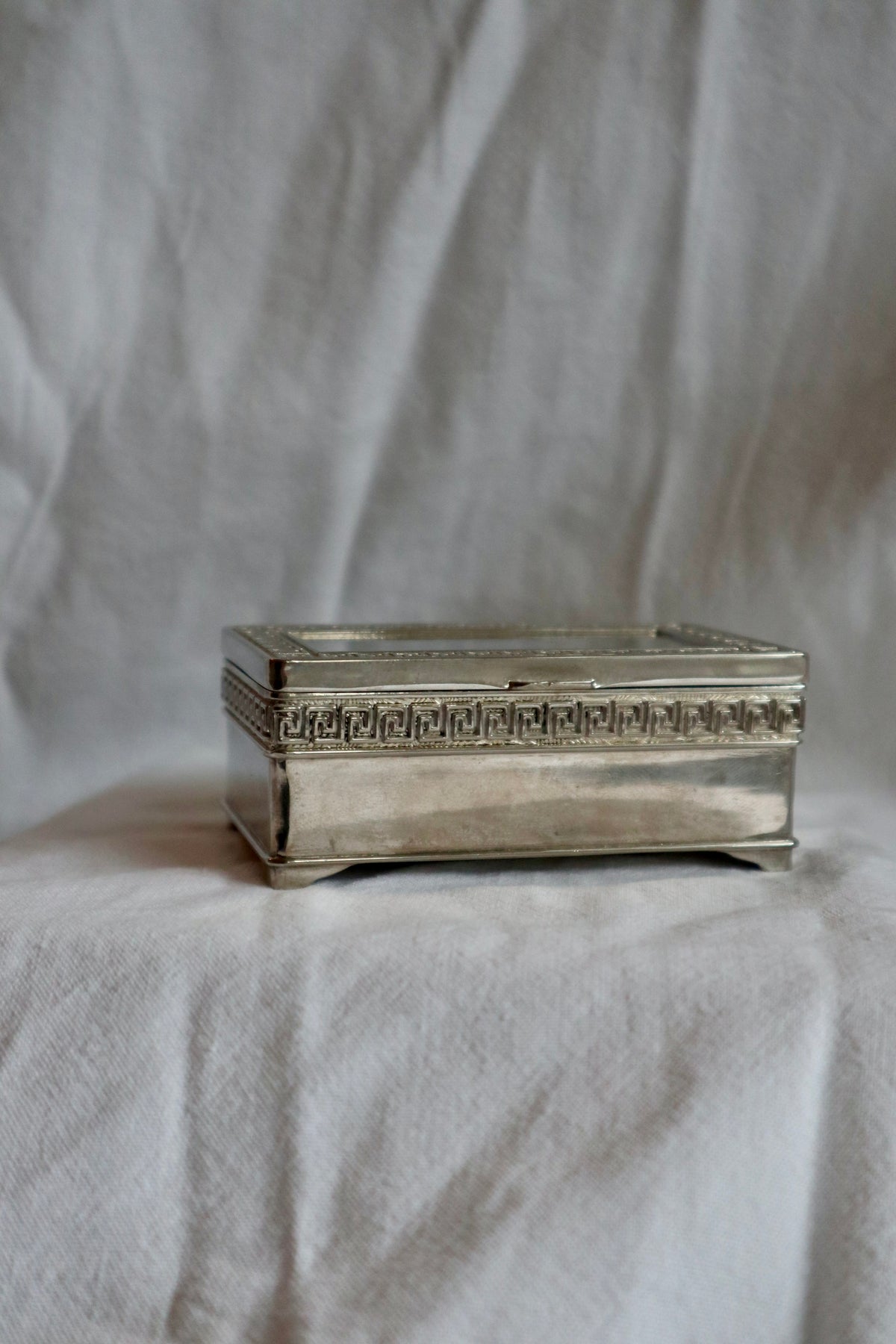 Vintage jewellery box with Greek key design