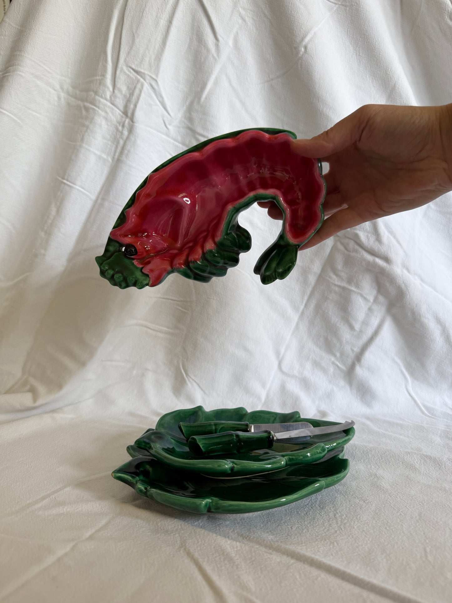 Majolica lobster 5 piece set