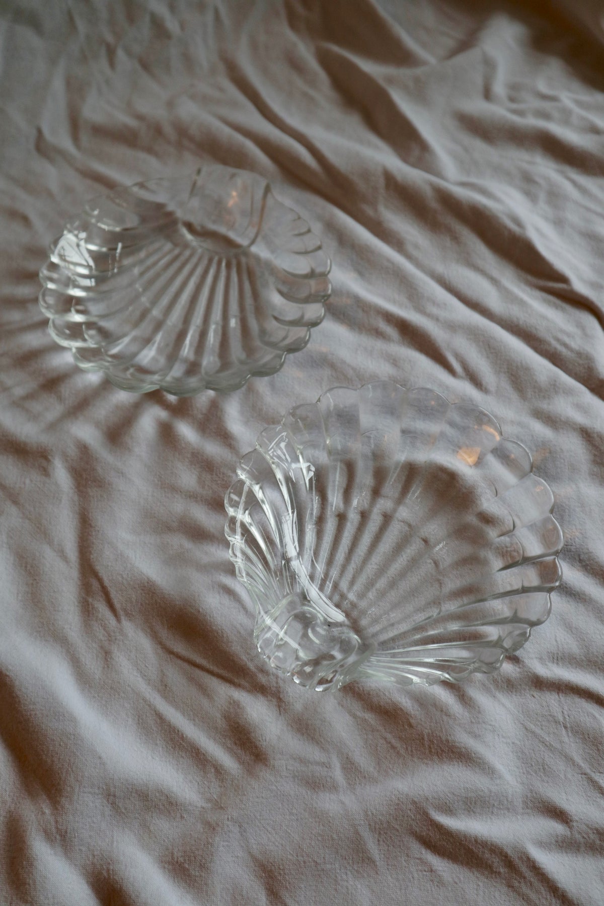 Pair of glass shell trinket dishes