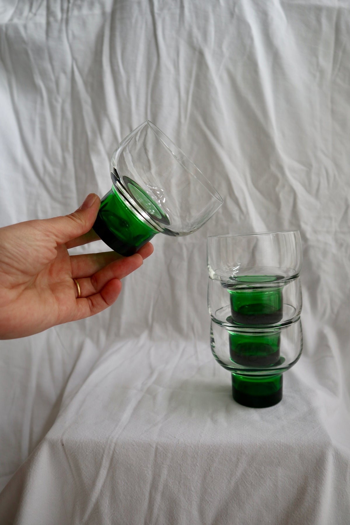 Set of 4 rare mid century French cocktail glasses