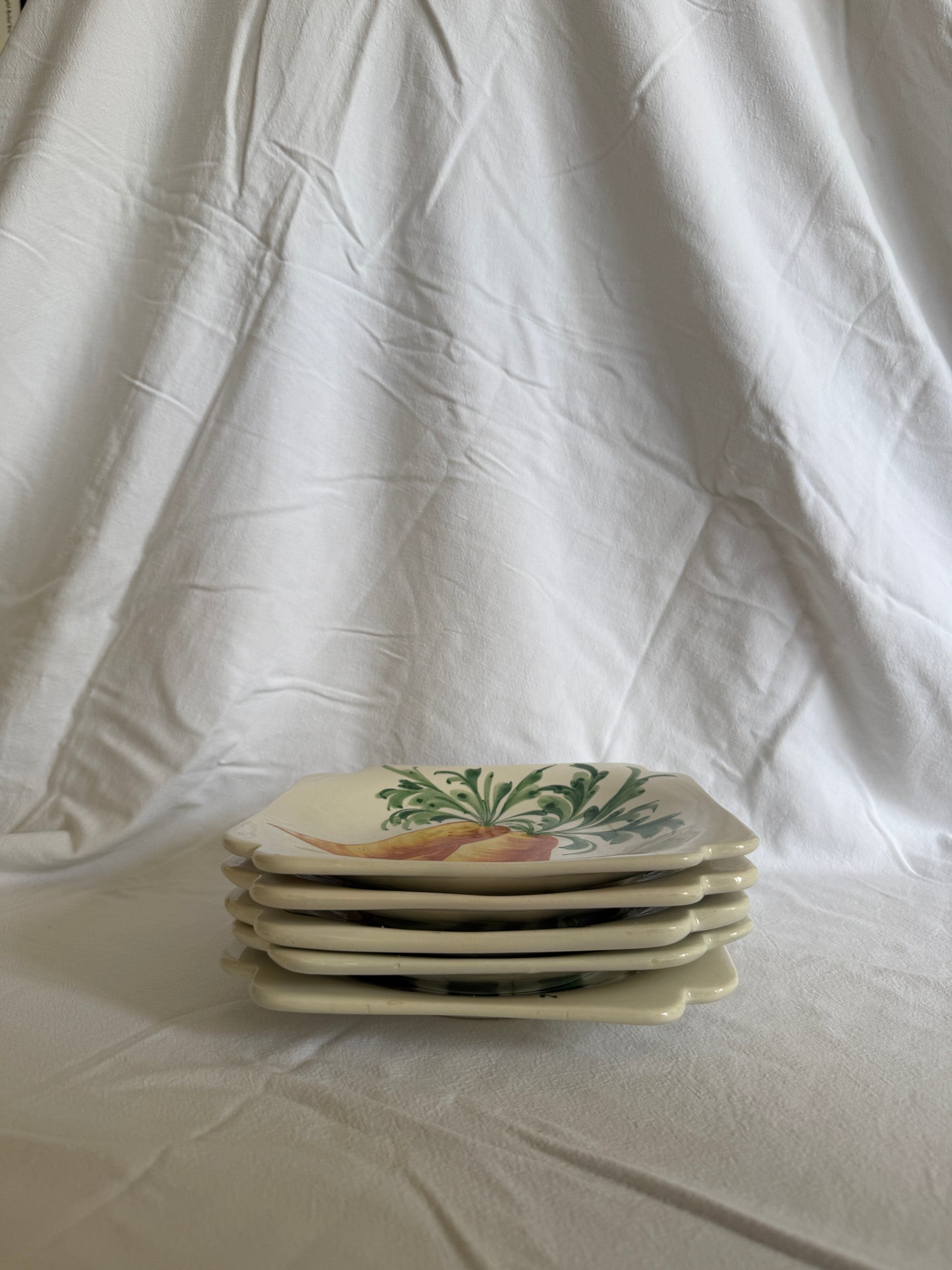 Set of handpainted vintage Italian vegetable plates