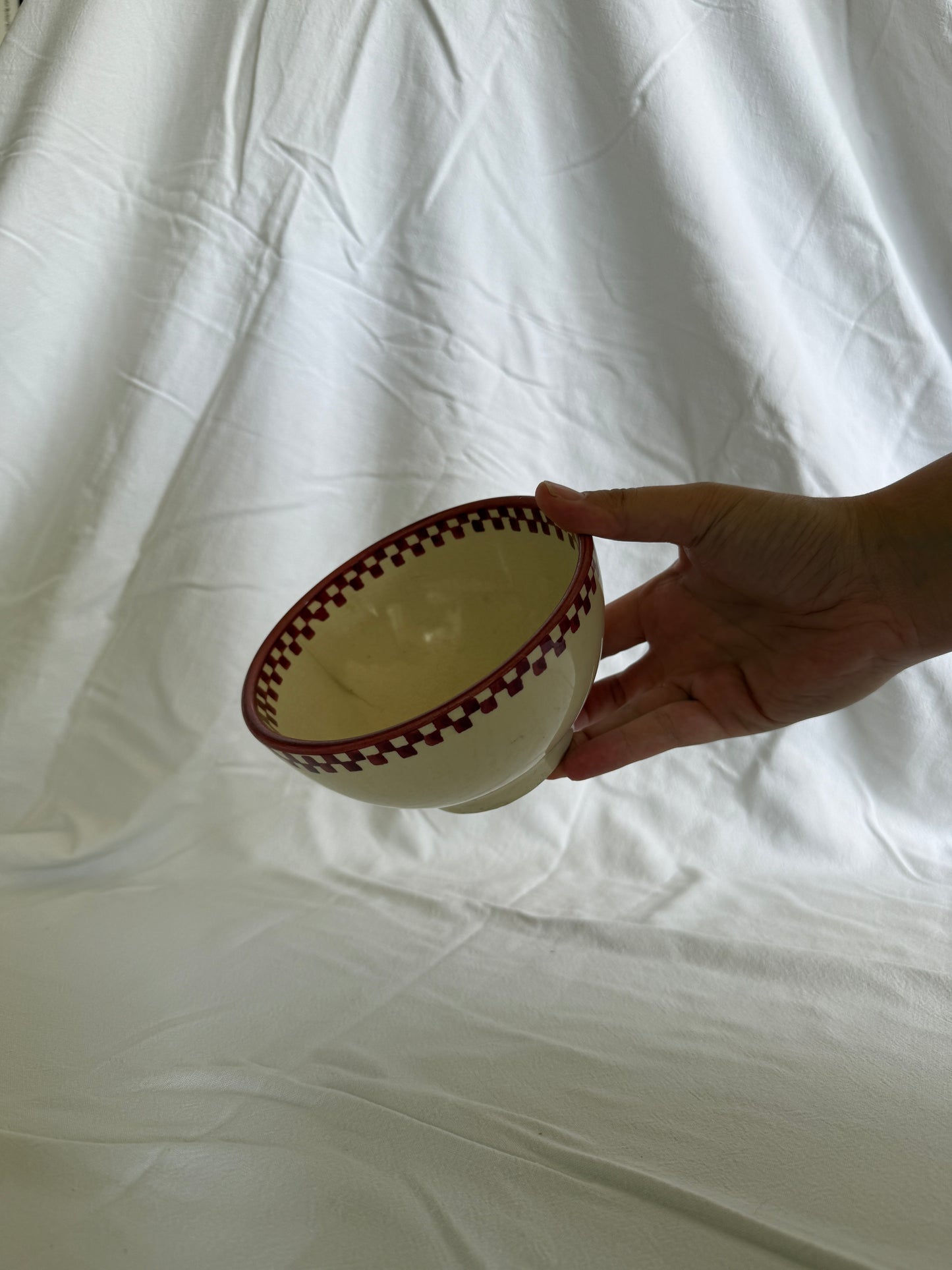 Handpainted gingham rim bowl