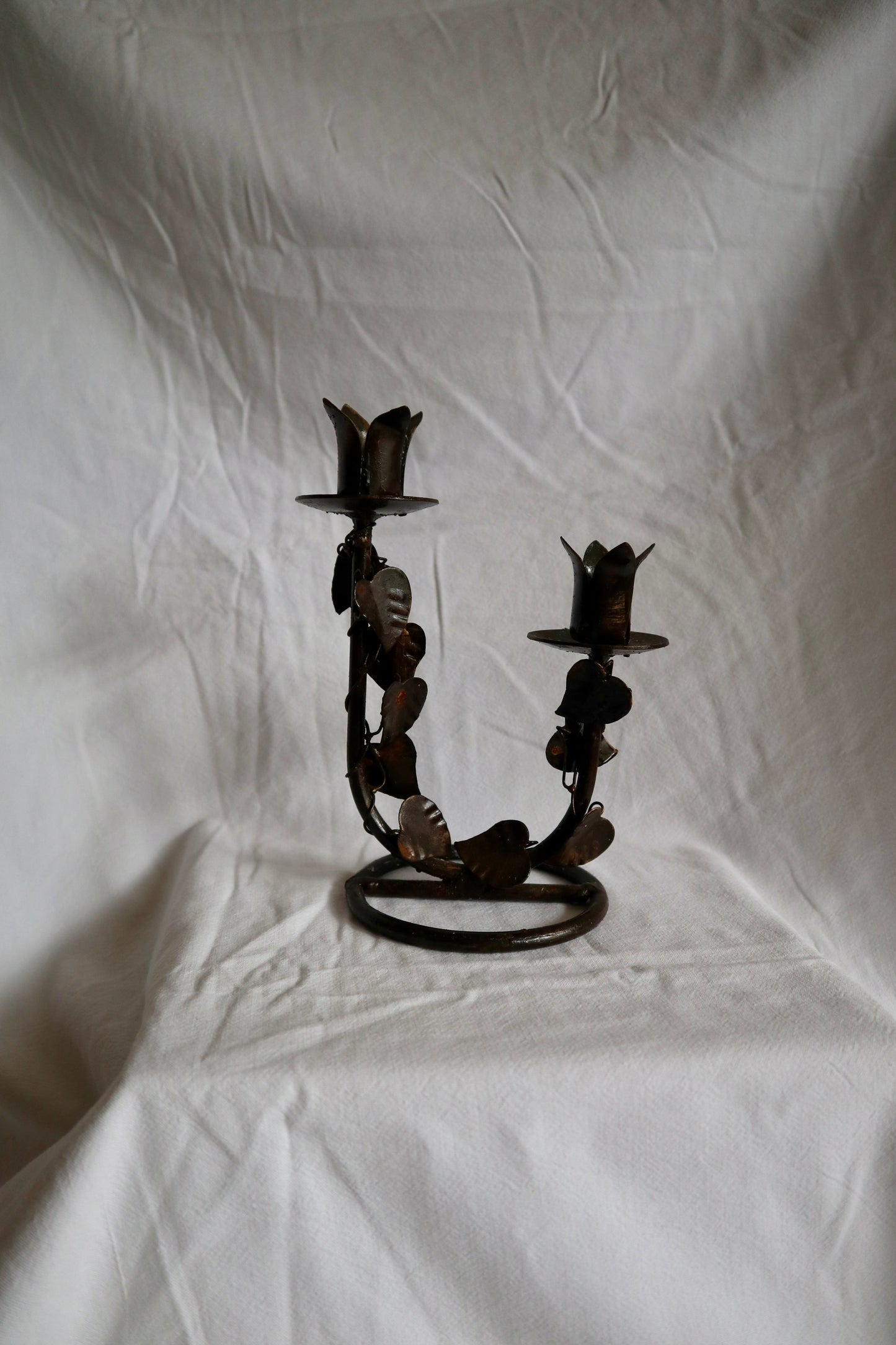 Vintage vine leaf double candelabra