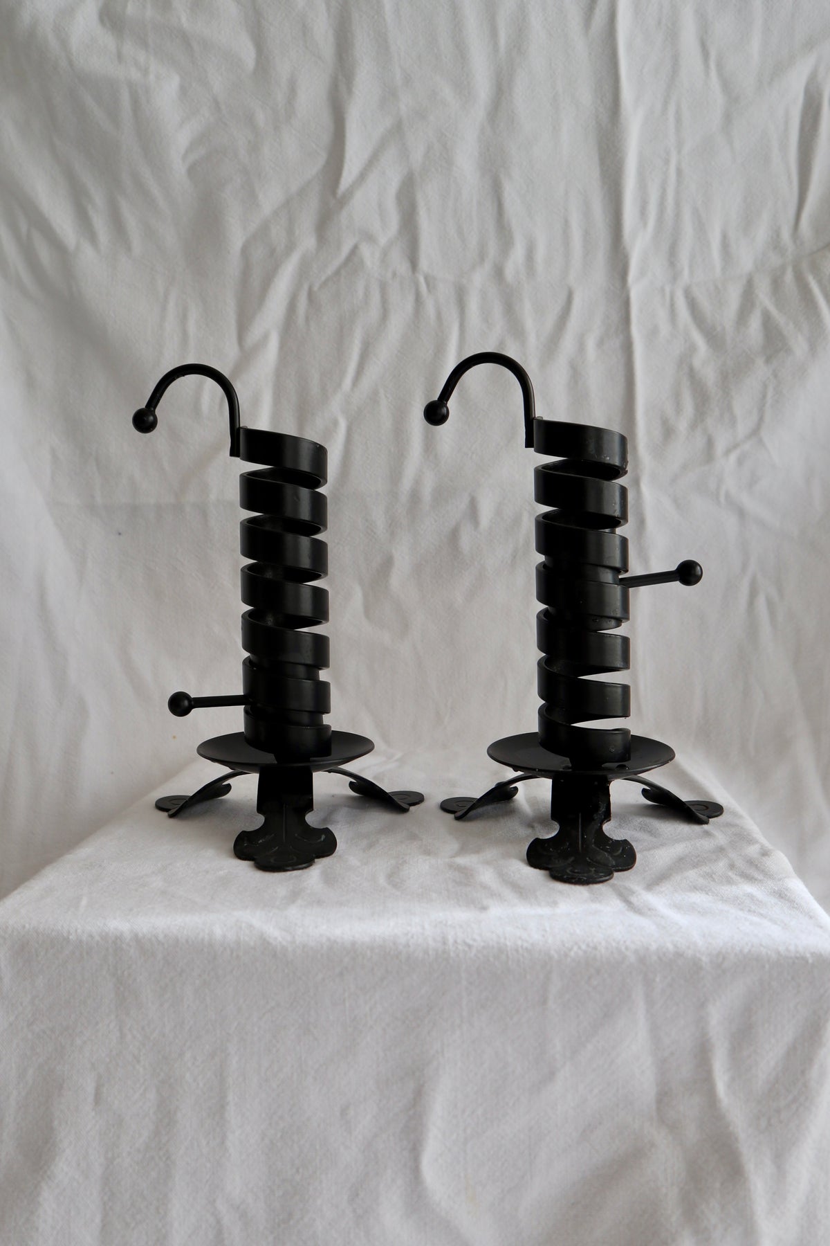 Pair of wrought iron courting candles