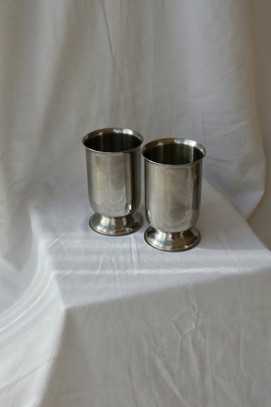 Set of 4 stainless steel mid century cups
