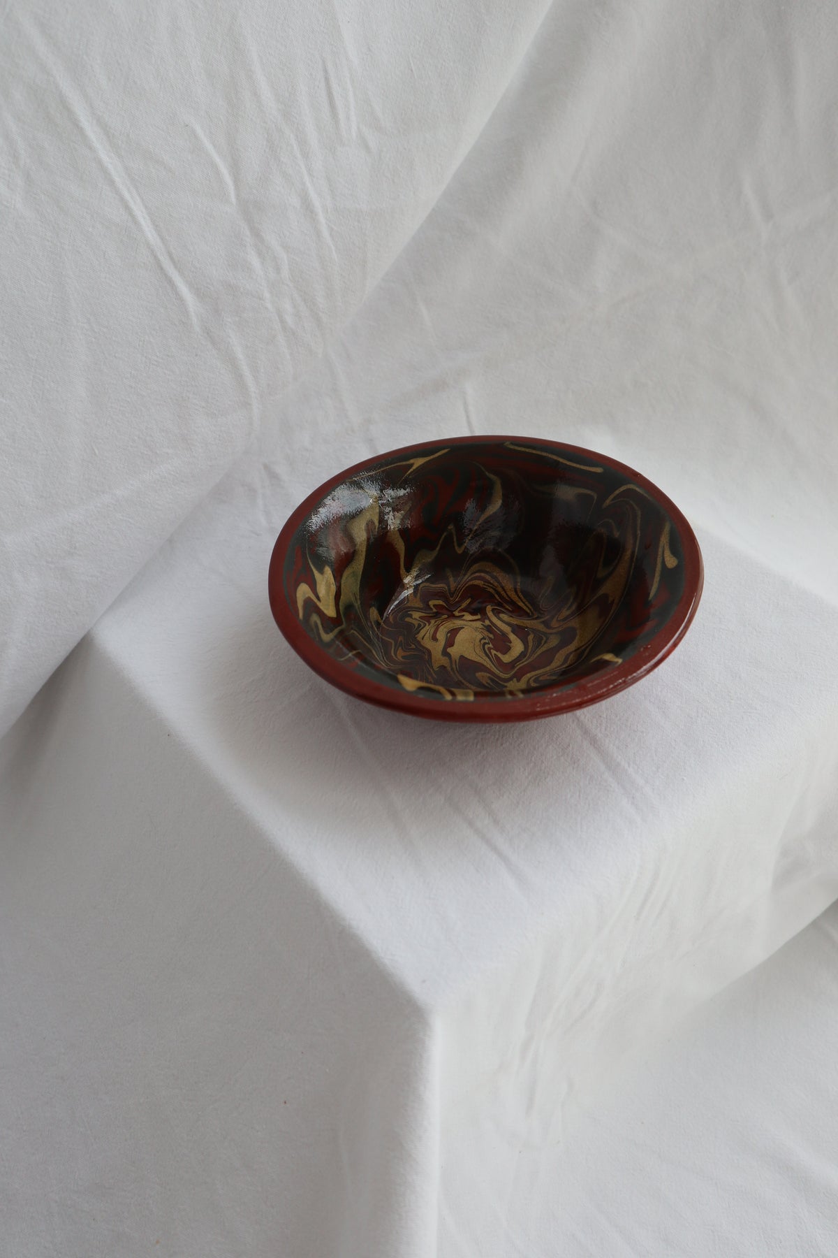 Slipware ceramic mid-century bowl