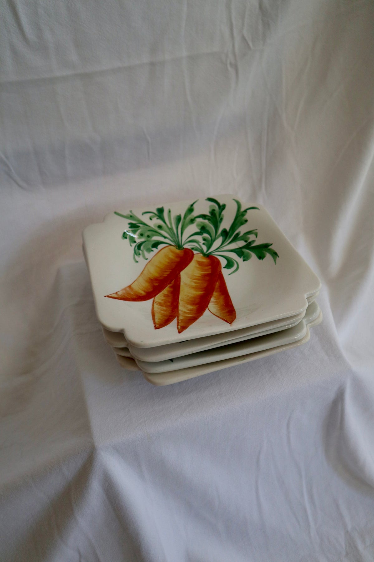 Set of handpainted vintage Italian vegetable plates