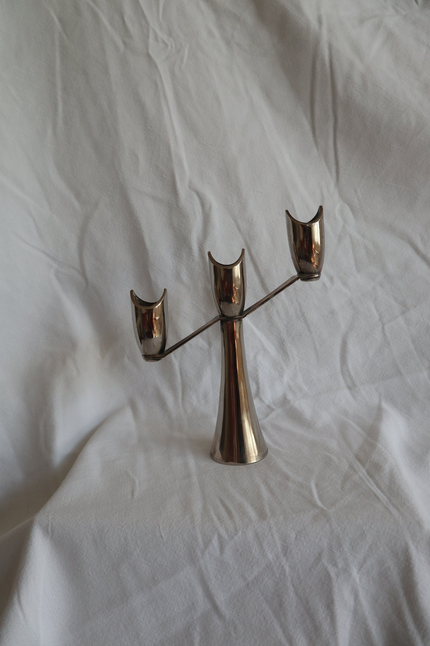 Mid-century modern silver candelabra