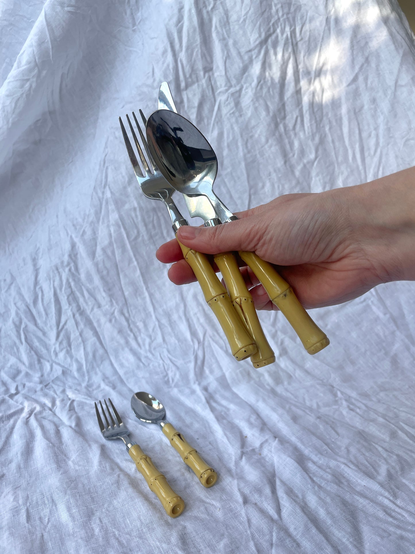 Bamboo effect cutlery