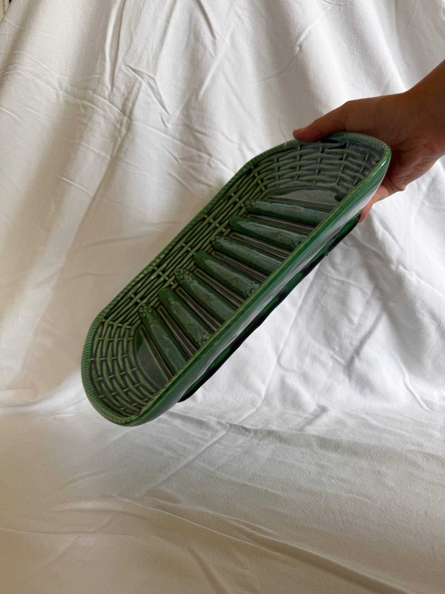 Majolica asparagus platter