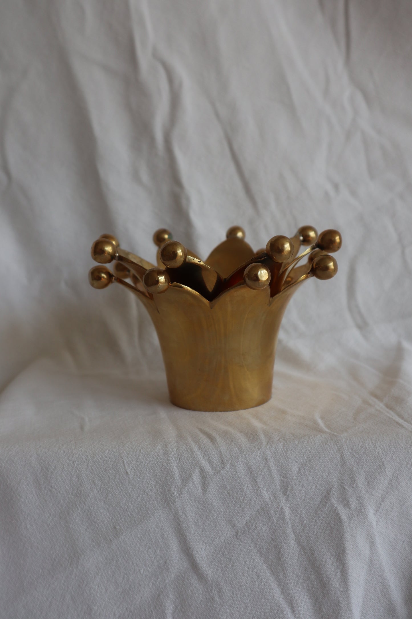 Vintage brass crown-shaped candle votives