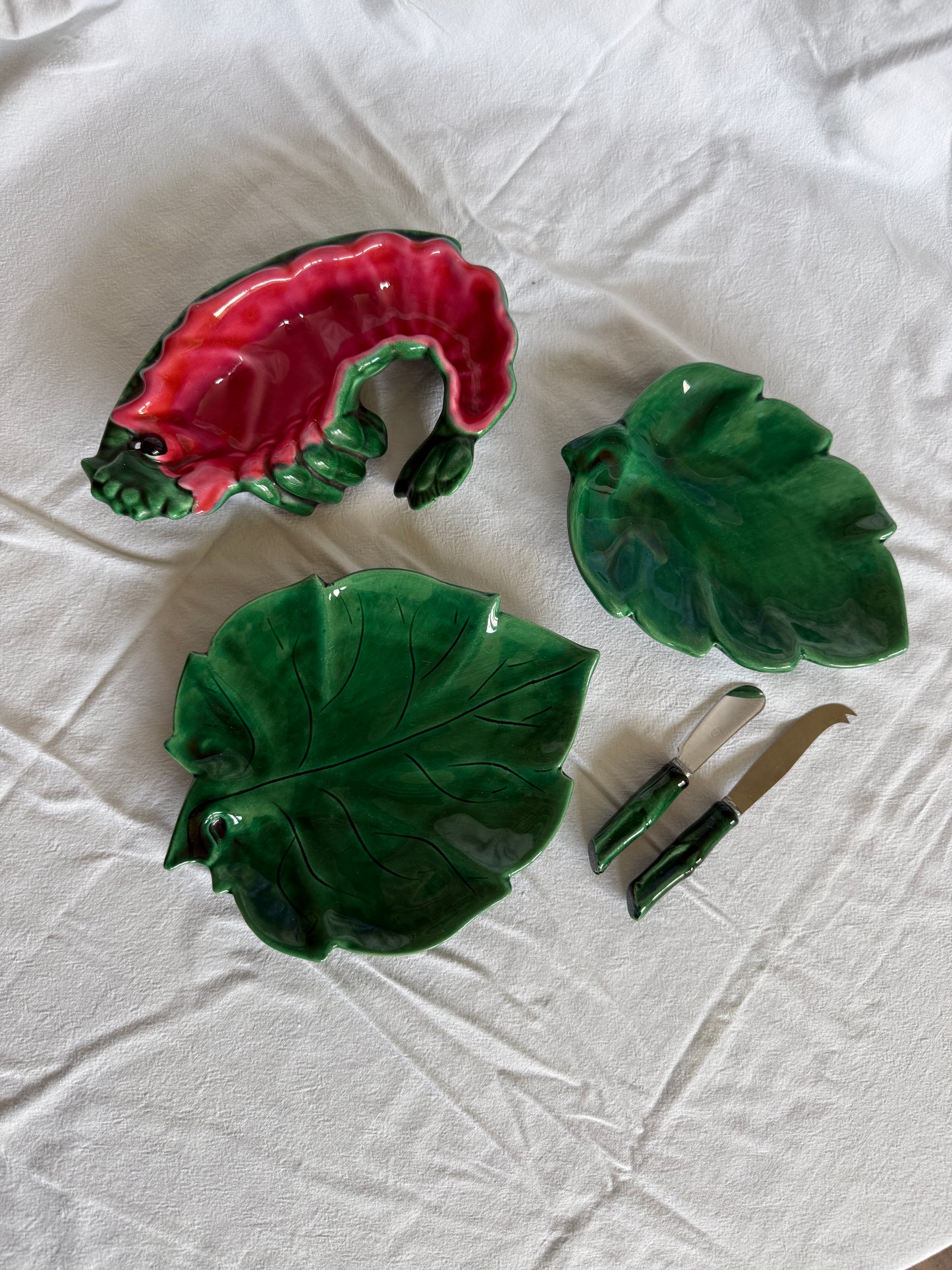 Majolica lobster 5 piece set