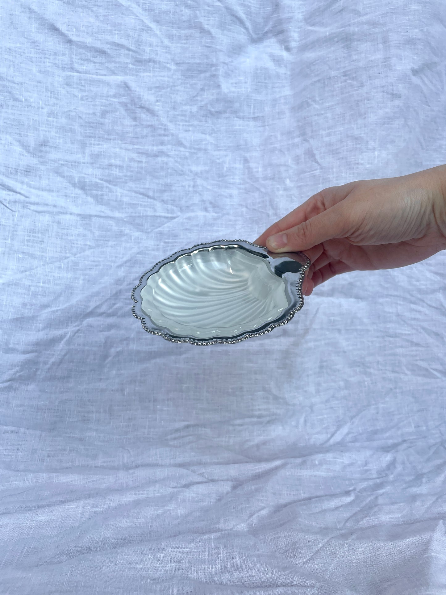 Silver shell butter dish