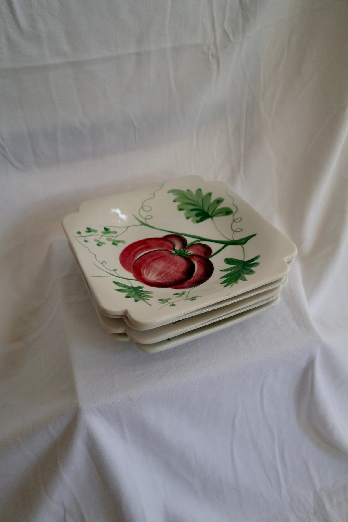Set of handpainted vintage Italian vegetable plates