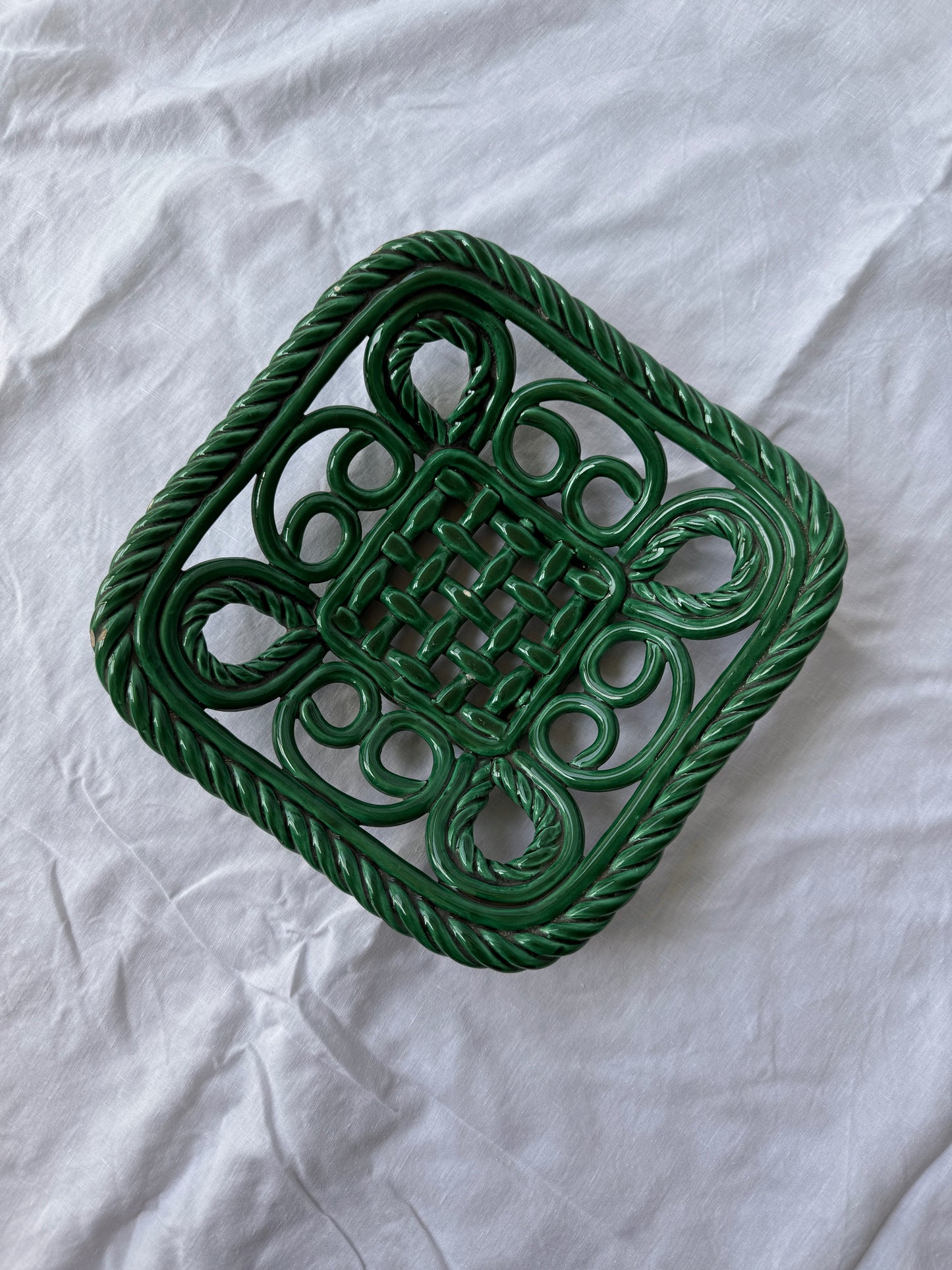 Valauris French ceramic woven fruit bowl
