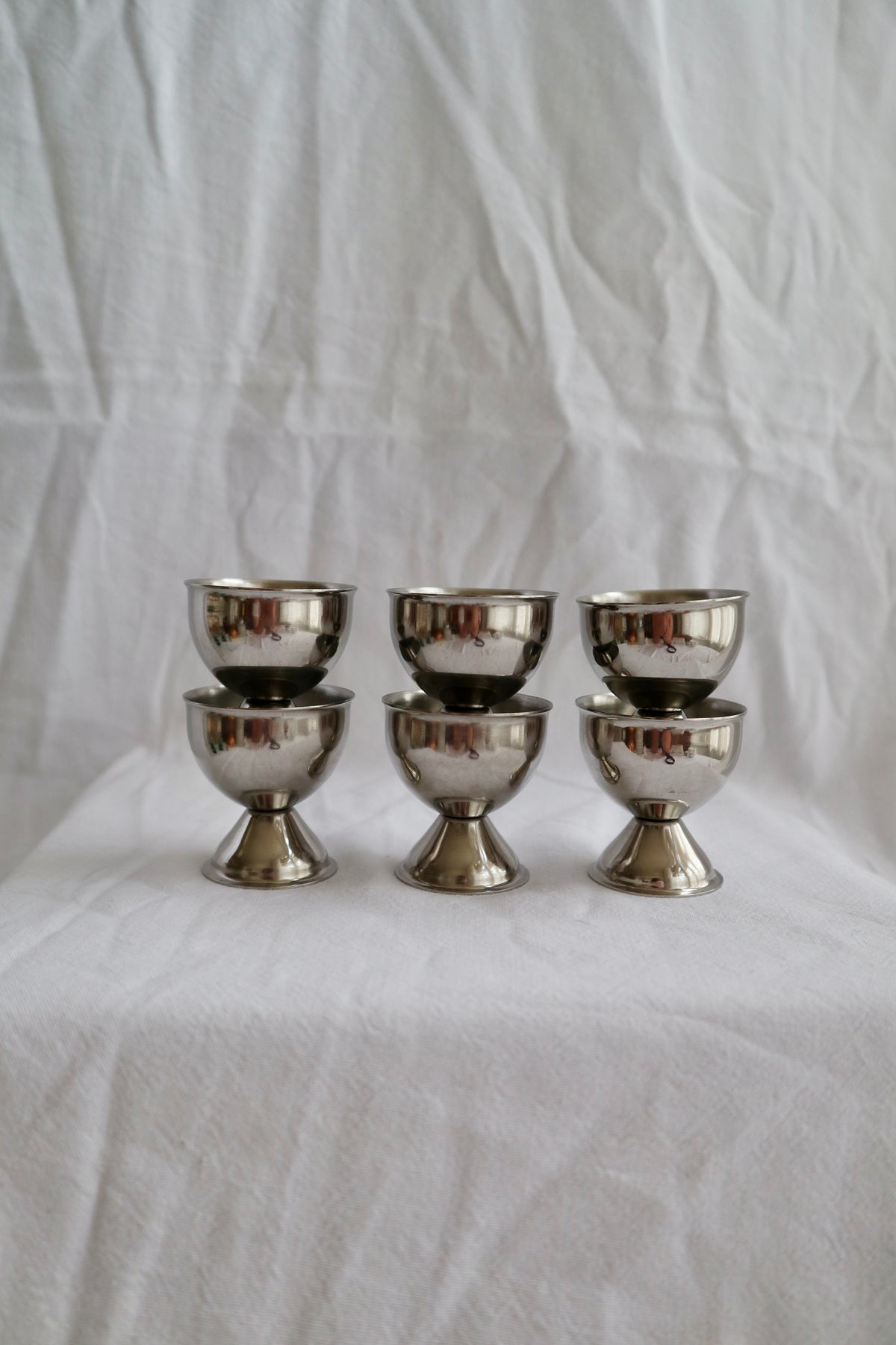 Set of 6 stainless steel eggcups