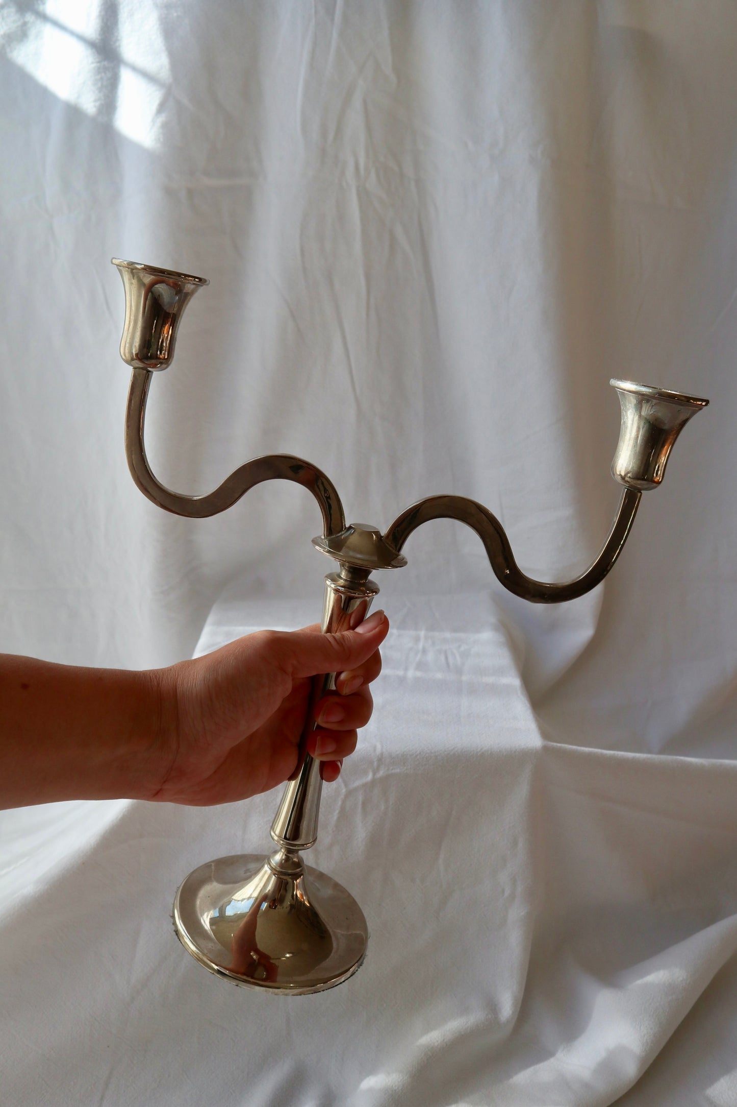 Vintage silver tone candelabra