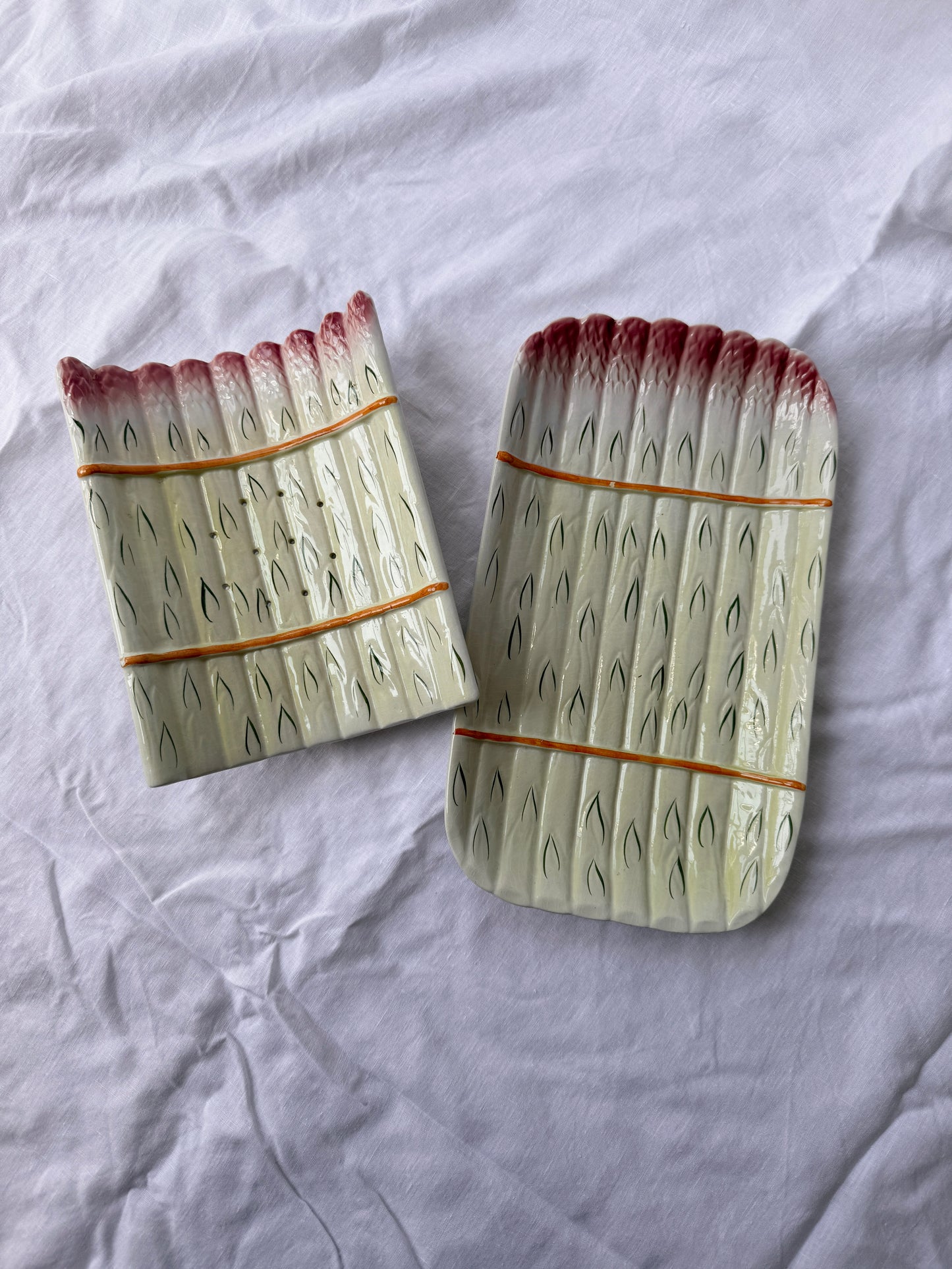 French Majolica Ceramic Asparagus Set