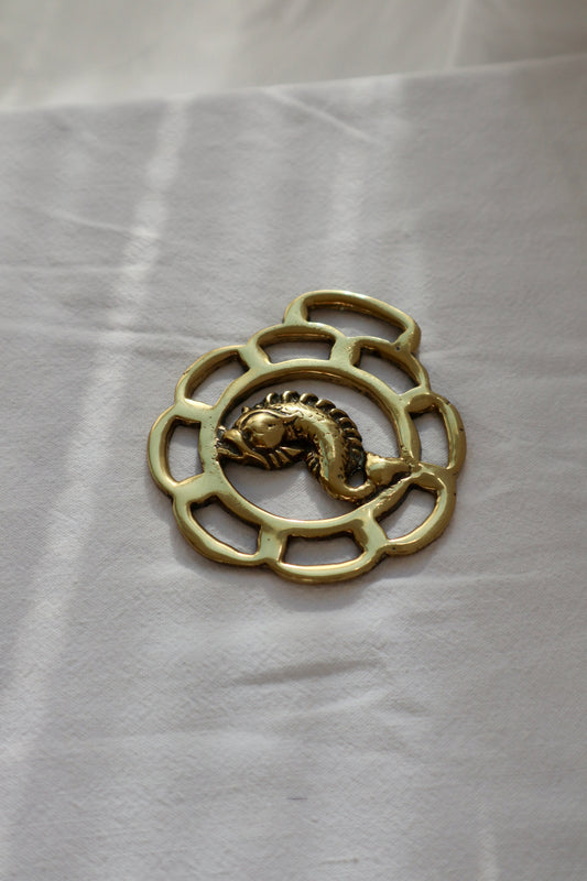 Vintage solid brass fish medallion