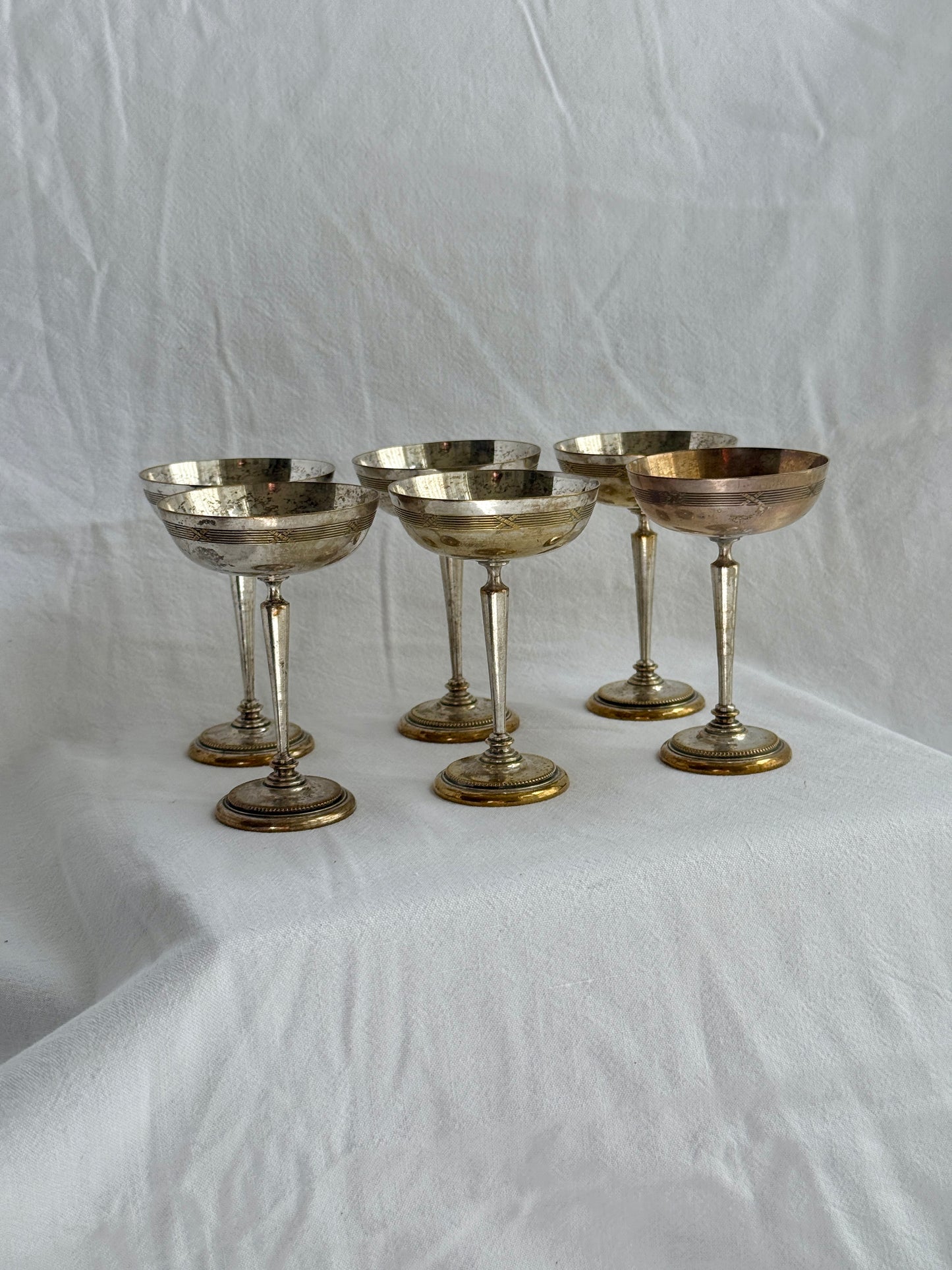 Art deco silver plated coupes